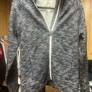 Shyanne Black & White Marled Zip Bomber Jacket